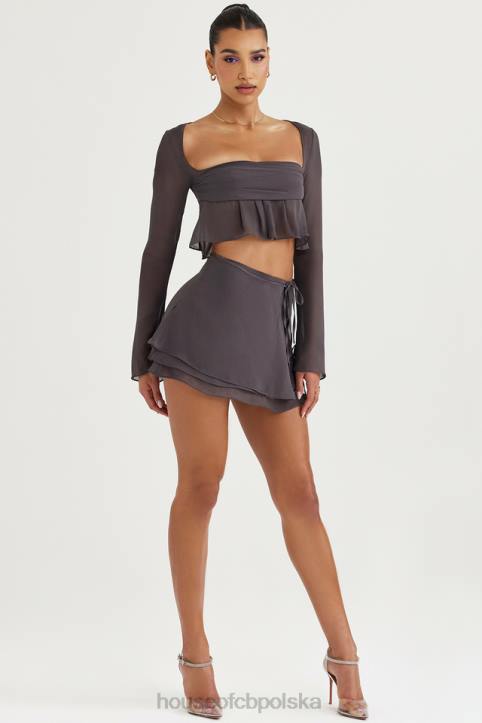 House of CB Zwiewna Mini Spódnica Clarice Shadow Trendy Modne Odzież - Image 9