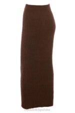 Sloane Spódnica Maxi Czekoladowa z Bawełny Boucle 4PND829 Modna Odzież - Image 3
