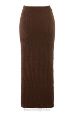 Sloane Spódnica Maxi Czekoladowa z Bawełny Boucle 4PND829 Modna Odzież - Image 4