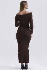 Sloane Spódnica Maxi Czekoladowa z Bawełny Boucle 4PND829 Modna Odzież - Image 8