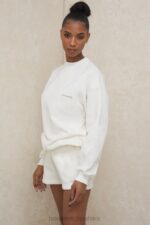 Tommy Biała Oversize Bluza z Okrągłym Dekoltem Modna Odzież - Image 12