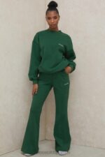 Tommy Zielona Bluza Oversize z Okrągłym Dekoltem Modna Odzież - Image 11