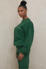 Tommy Zielona Bluza Oversize z Okrągłym Dekoltem Modna Odzież - Image 14
