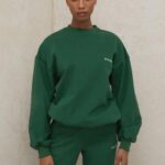 Tommy Zielona Bluza Oversize z Okrągłym Dekoltem Modna Odzież