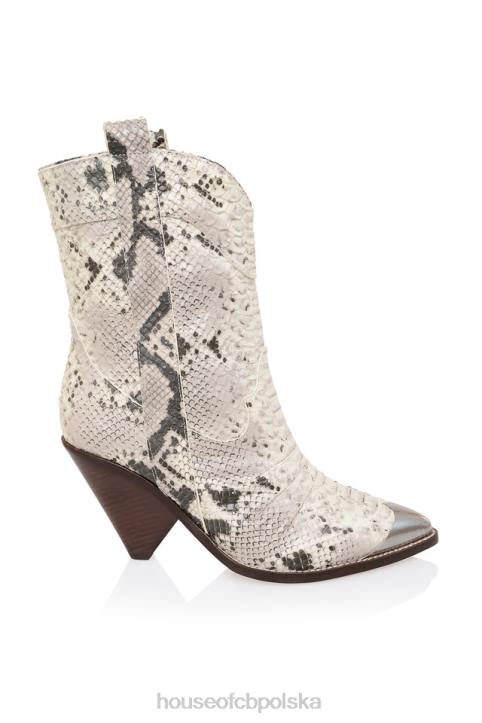 House of CB Kowbojskie buty niskie terra szaro-białe stylowe i modne