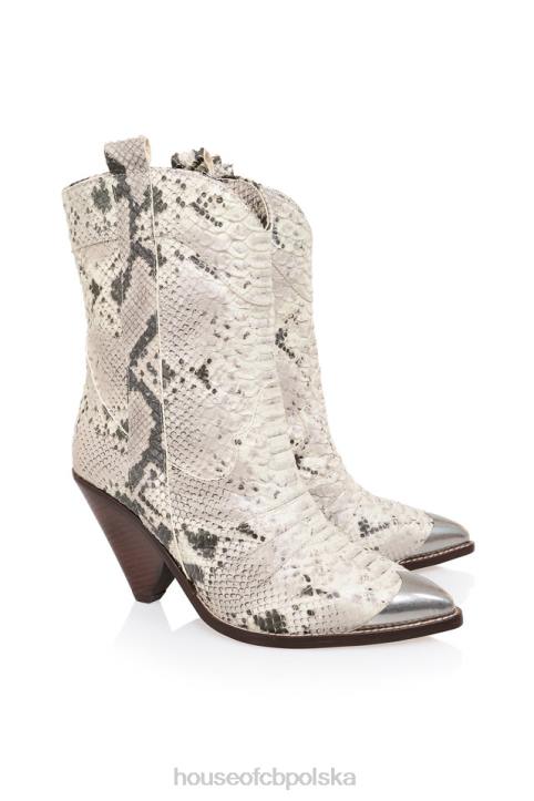 House of CB Kowbojskie buty niskie terra szaro-białe stylowe i modne