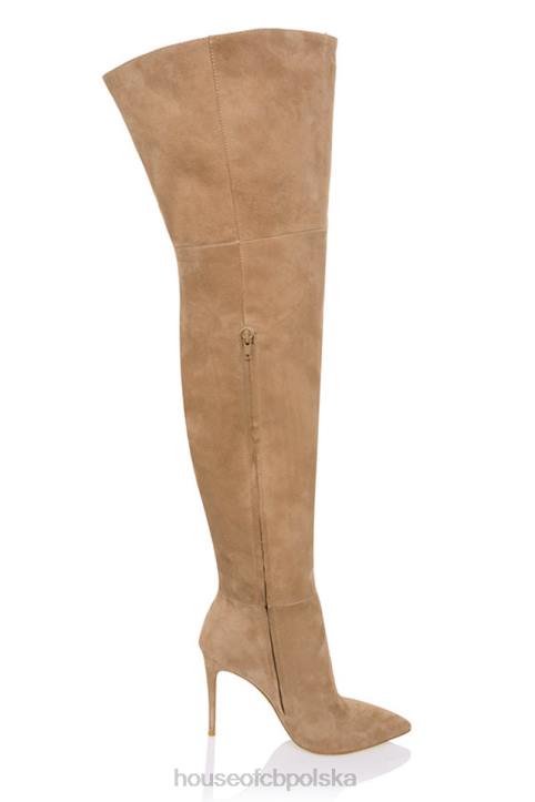 House of CB brązowe zamszowe buty za udo na każdą okazję