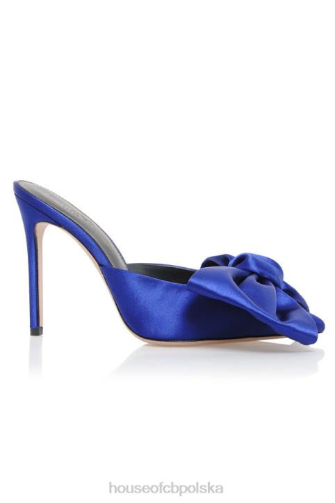 House of CB Beaubelle Kobaltowe Klapki Oversize z Kokardkami Modne Buty