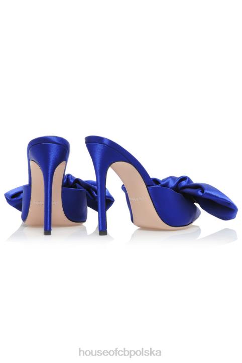 House of CB Beaubelle Kobaltowe Klapki Oversize z Kokardkami Modne Buty