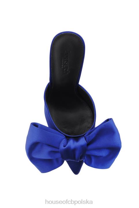 House of CB Beaubelle Kobaltowe Klapki Oversize z Kokardkami Modne Buty