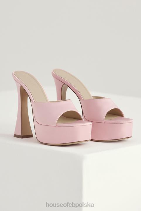 House of CB Różowe Satynowe Klapki na Platformie Alessandra Trendy Buty