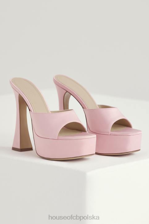 House of CB Różowe Satynowe Klapki na Platformie Alessandra Trendy Buty