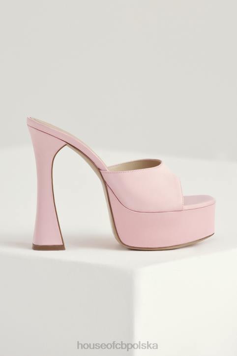 House of CB Różowe Satynowe Klapki na Platformie Alessandra Trendy Buty