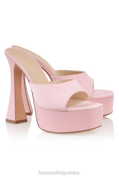 House of CB Różowe Satynowe Klapki na Platformie Alessandra Trendy Buty