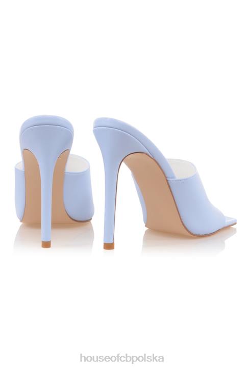 House of CB błękitne klapki kwadratowe noski stylowe buty