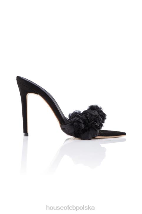 House of CB Czarne Szpilki z Falbaną Modne Buty 4PND1100