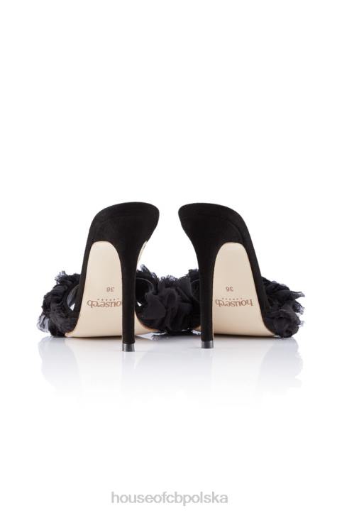 House of CB Czarne Szpilki z Falbaną Modne Buty 4PND1100