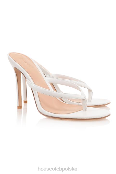 House of CB Białe Sandały Skórzane na Wysokim Obcasie Lola Modne Buty