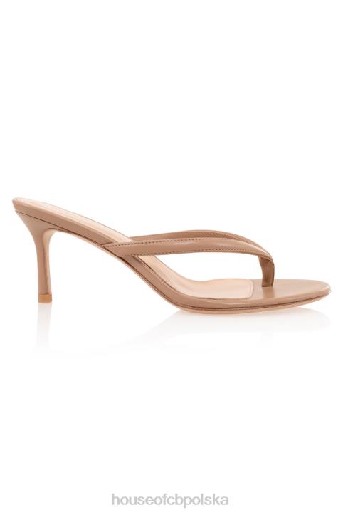 House of CB Lola Sunkiss skórzane sandały średni obcas złote eleganckie buty