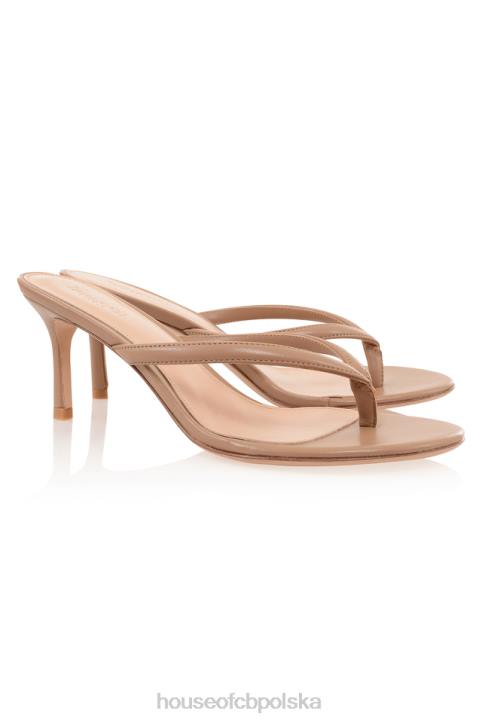 House of CB Lola Sunkiss skórzane sandały średni obcas złote eleganckie buty