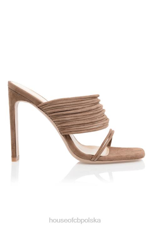 House of CB Sandały Evangeline Mokka Kwadratowe Noski Eleganckie Buty