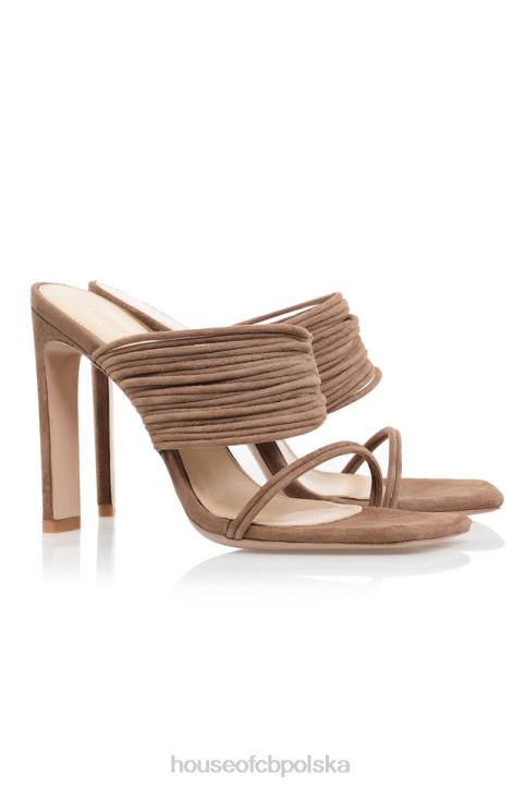 House of CB Sandały Evangeline Mokka Kwadratowe Noski Eleganckie Buty