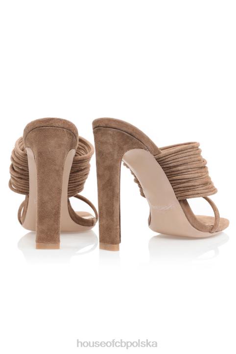 House of CB Sandały Evangeline Mokka Kwadratowe Noski Eleganckie Buty
