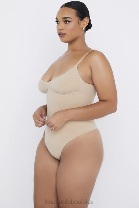 House of CB krótkie body migdałowe rzeźbiące eleganckie odzież damska