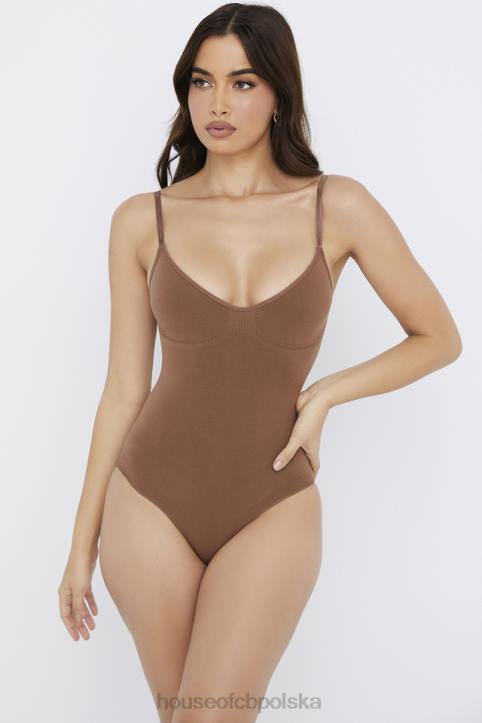 House of CB mokka krótkie body rzeźbione stylowa odzież