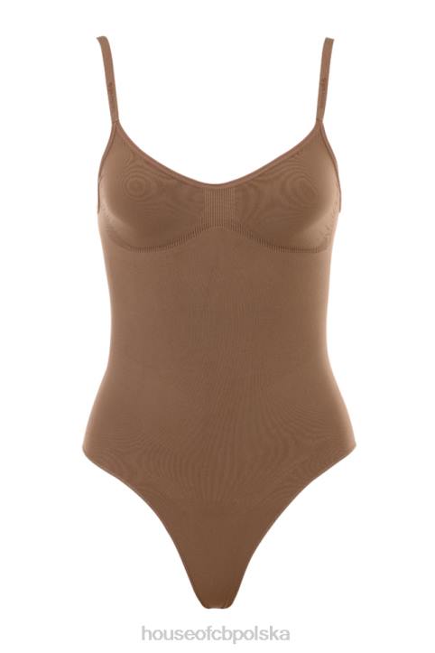 House of CB mokka krótkie body rzeźbione stylowa odzież
