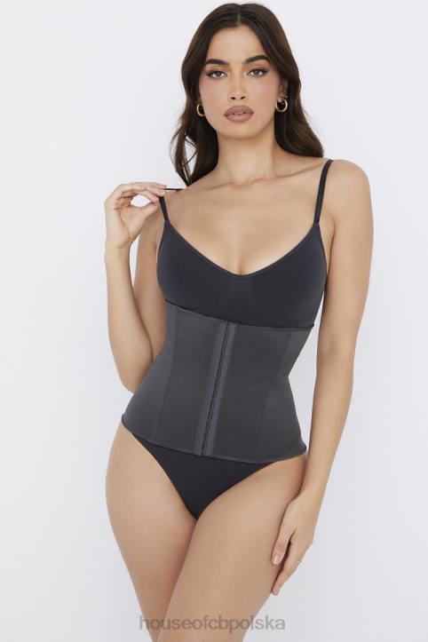 House of CB Czarna Modelująca Talia Sukienka Elegancka