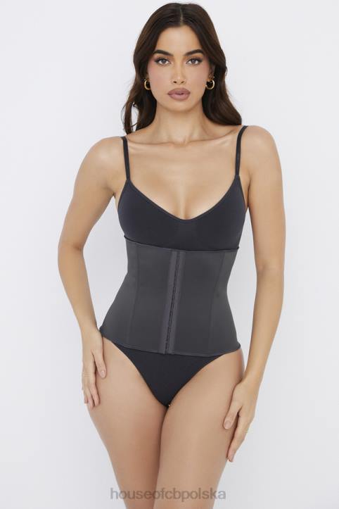 House of CB Czarna Modelująca Talia Sukienka Elegancka
