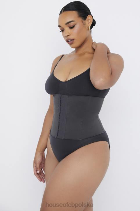 House of CB Czarna Modelująca Talia Sukienka Elegancka