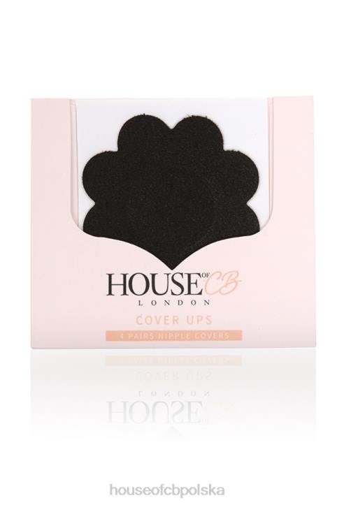 House of CB zestaw 4 czarnych osłonek na sutki w kształcie kwiatka 4PND1321 odzież