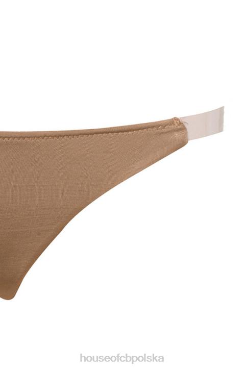House of CB Karmelowe Przezroczyste Stringi z Boczny Paskiem Modny Styl