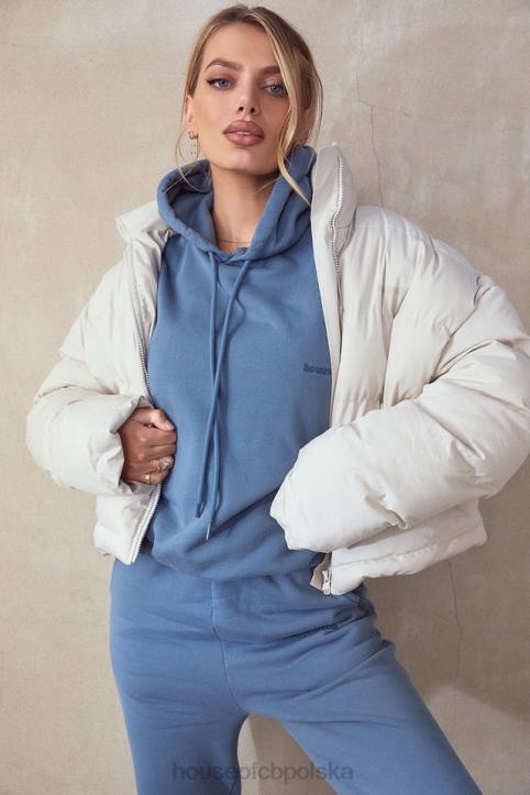 House of CB Modna Oversize Bluza z Kapturem Błękitna 4PND764