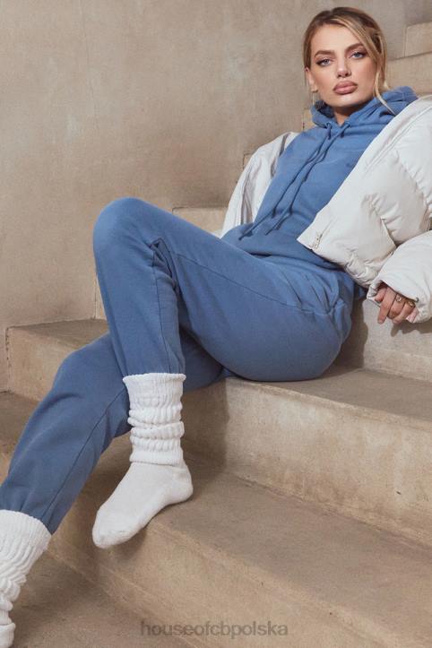 House of CB Modna Oversize Bluza z Kapturem Błękitna 4PND764