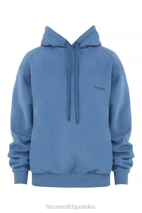 House of CB Modna Oversize Bluza z Kapturem Błękitna 4PND764