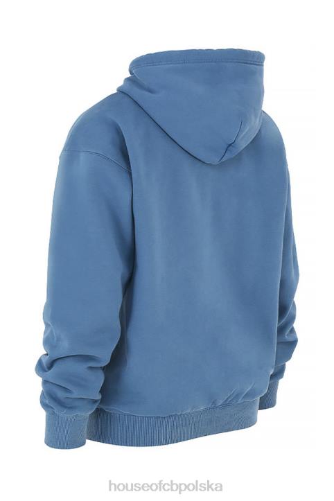 House of CB Modna Oversize Bluza z Kapturem Błękitna 4PND764