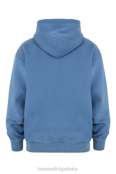 House of CB Modna Oversize Bluza z Kapturem Błękitna 4PND764