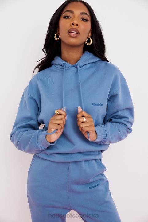House of CB Modna Oversize Bluza z Kapturem Błękitna 4PND764