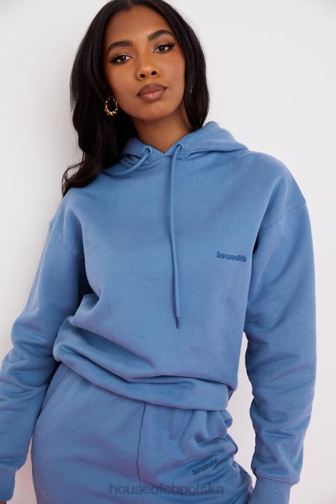 House of CB Modna Oversize Bluza z Kapturem Błękitna 4PND764