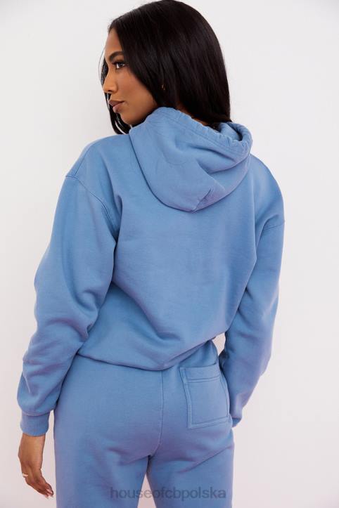 House of CB Modna Oversize Bluza z Kapturem Błękitna 4PND764