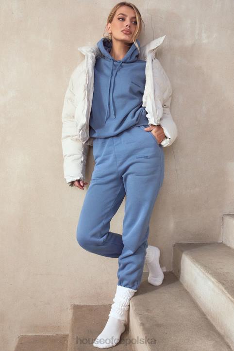 House of CB Modna Oversize Bluza z Kapturem Błękitna 4PND764