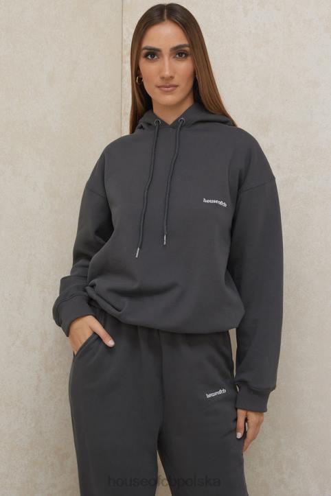 House of CB Oversize Bluza Kaptur Grafitowa Stylowa Moda