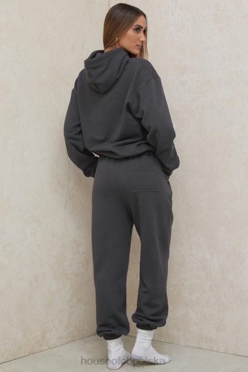 House of CB Oversize Bluza Kaptur Grafitowa Stylowa Moda