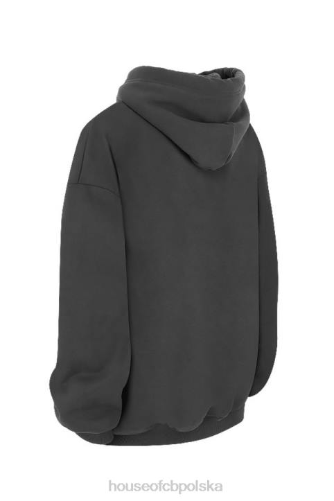 House of CB Oversize Bluza Kaptur Grafitowa Stylowa Moda