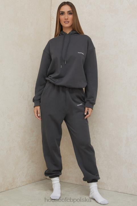 House of CB Oversize Bluza Kaptur Grafitowa Stylowa Moda