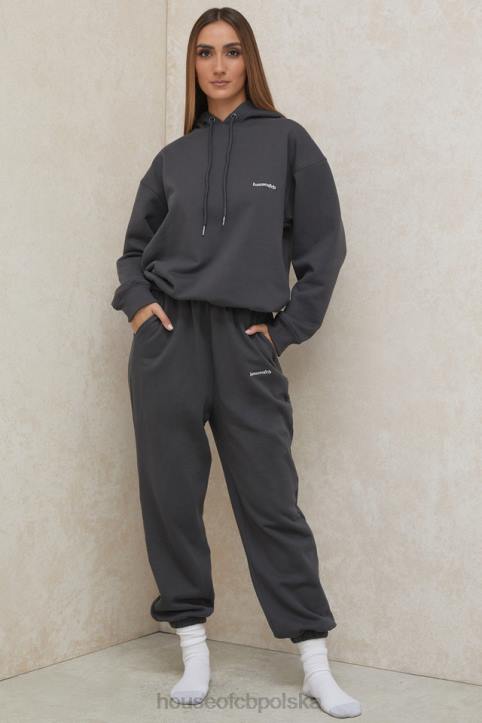 House of CB Oversize Bluza Kaptur Grafitowa Stylowa Moda