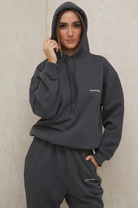 House of CB Oversize Bluza Kaptur Grafitowa Stylowa Moda